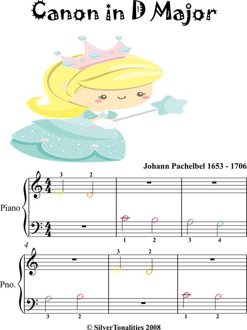 Title details for Canon in D Beginner Piano Sheet Music with Colored Notes by Johann Pachelbel - Wait list